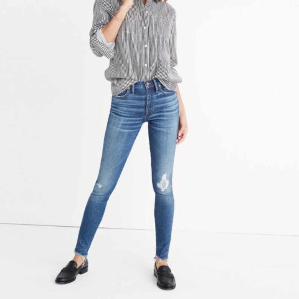 Madewell 9" High-Rise Skinny Jeans Allegra Was Rip and Repair Edition Sz 29